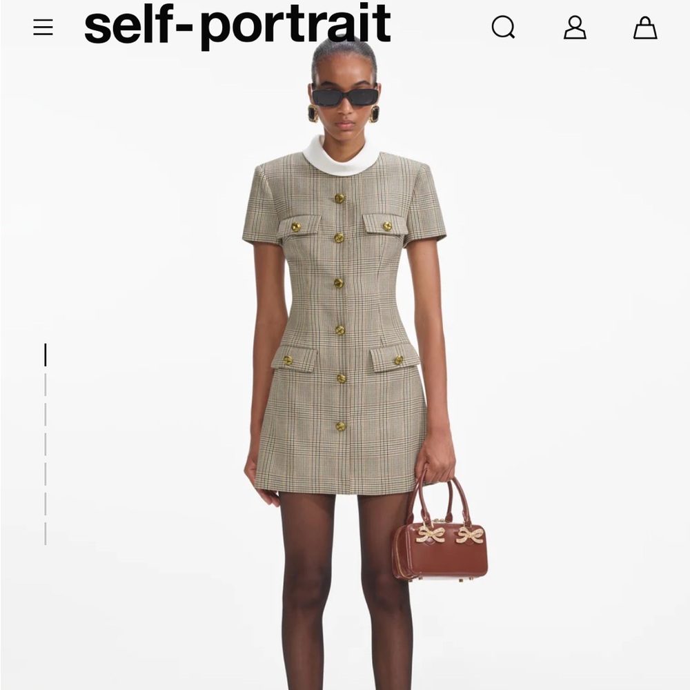 Check Wool Mini Dress Self Portrait NWT